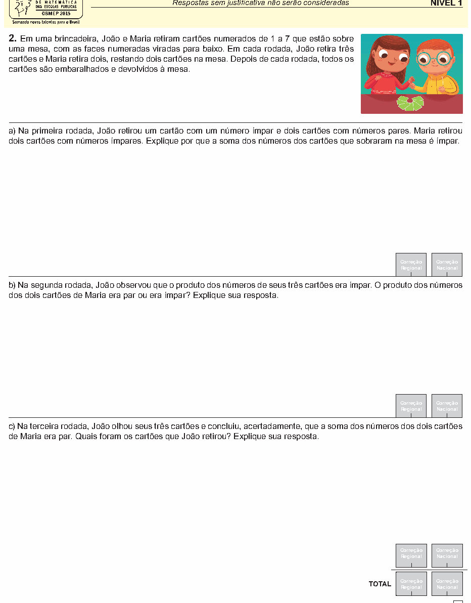 Reprodução da questão 02, OBMEP 2015, nível 1, página 3
