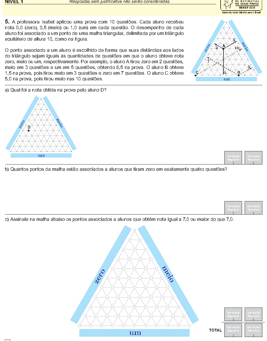 Reprodução da questão 05, OBMEP 2015, nível 1, página 6