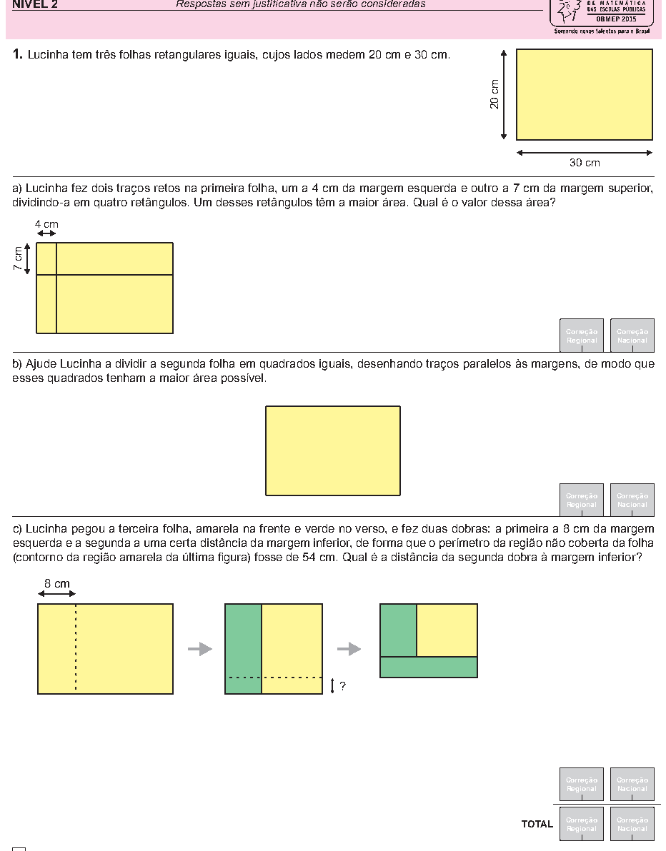 Reprodução da questão 01, OBMEP 2015, nível 2, página 2