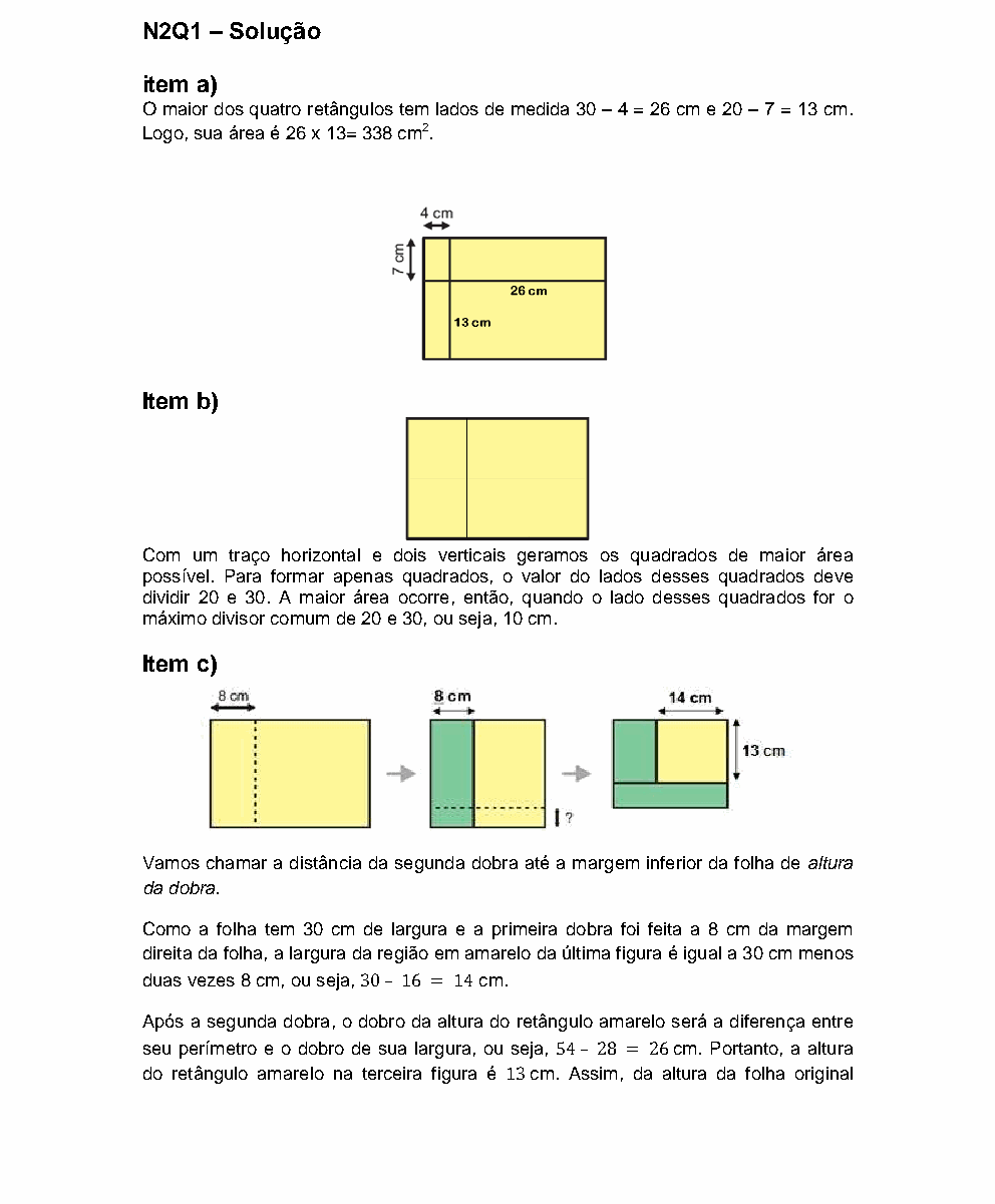Reprodução da resolução 01, OBMEP 2015, nível 2, página 1