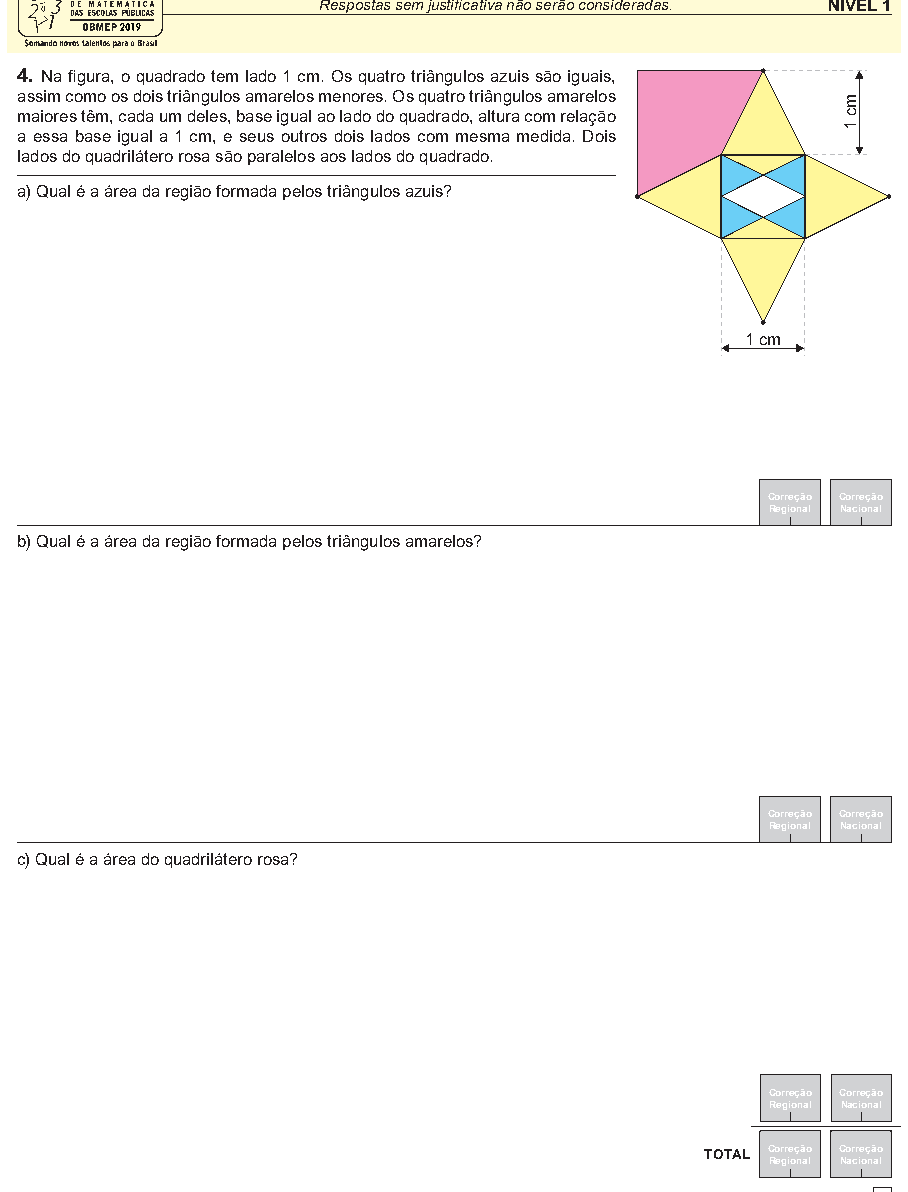 Reprodução da questão 04, OBMEP 2019, nível 1, página 5