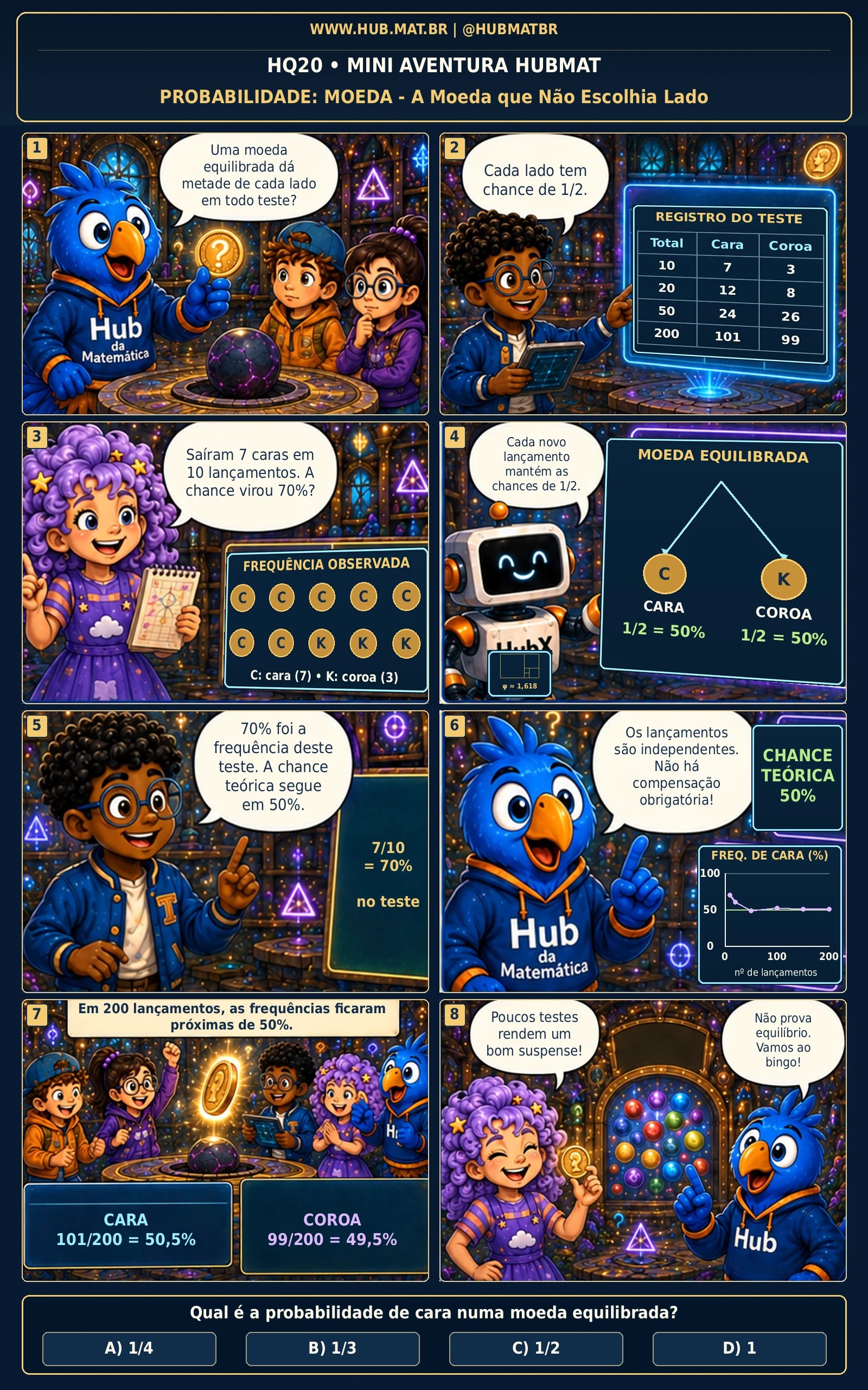 Mini Aventura 20 HUBMAT — Probabilidade com Moedas