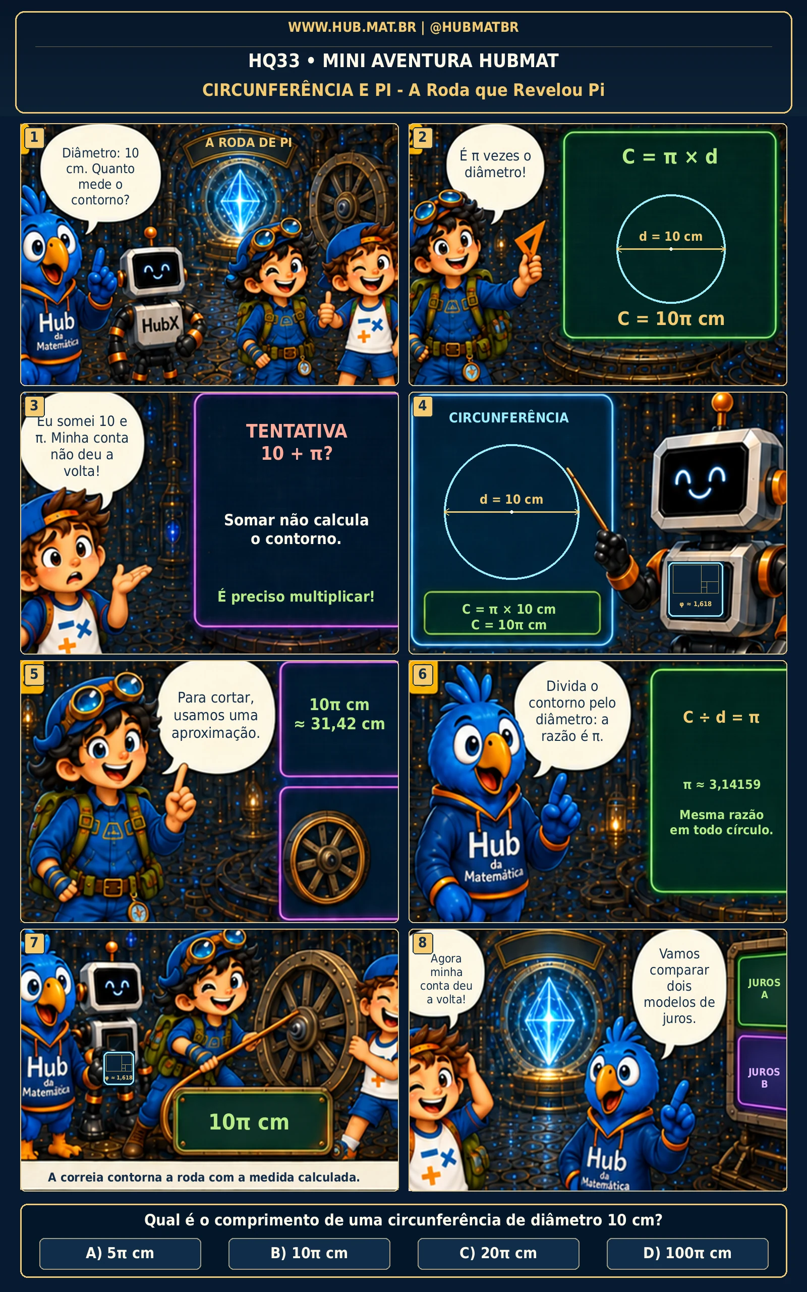Mini Aventura 33 HUBMAT — Circunferência e Pi
